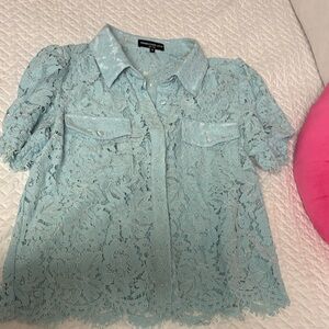 Generation Love Sky Blue Lace Blouse